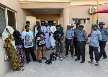 PICTORIAL: Kano Road Agency Arrests 5 Youngsters For Filming Skit On Major Road