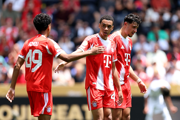 CINCINNATI, OHIO - JUNE 15: Jamal Musiala #42 of FC Bayern Munchen celebrates scoring his team's ninth goal during the FIFA Club World Cup 2025 group C match between FC Bayern München and Auckland City FC at TQL Stadium on June 15, 2025 in Cincinnati, Ohio. (Photo by Michael Regan - FIFA/FIFA via Getty Images)
