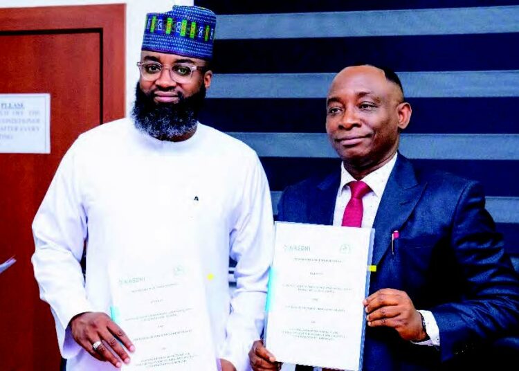 L-R: Executive Vice Chairman/CEO of National Agency for Science and Engineering Infrastructure (NASENI), Mr. Khalil Suleiman Halilu and the Director-General, Bureau of Public Procurement (BPP), Dr. Adebowale Adedokun during the signing of MoU to align efforts and operationalise the 'Nigeria First Policy' on government procurements at BPP headquarters in Abuja on Monday July 28, 2025.