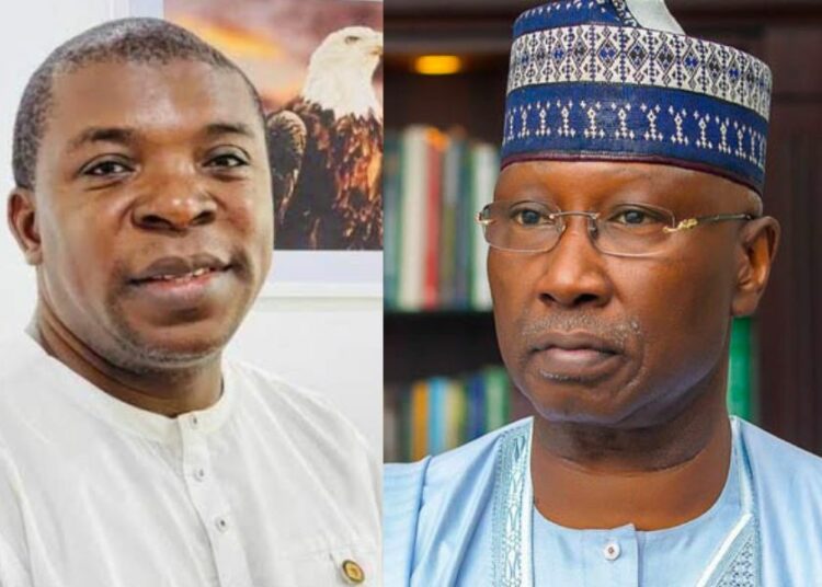 Temitope Ajayi (r), Boss Mustapha
