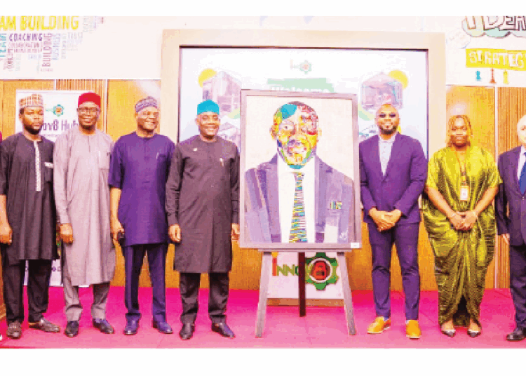 L-R Dr. Deji Ige, Deputy General Manager, Innov8 Hub, Mr. Abdulhamid Usman, PA.To the E.S NBTE, Prof.  Paulinus Chijioke Okwelle, E.S NCCE, Architect Sonny S.T. Echono, E.S TETFund, Minister of Education, Dr Maruf Alausa, Gregory Ibe Jr. Managing Director, Innov8 Hub, Mirabel Ozioma Ukaegbu, Head of Eco Lab, Innov8 Hub, Meir Dagan, General Manager, Innov8 Hub