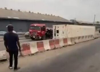 FRSC Officer Flees As Container-laden Truck Crashes In Lagos
