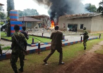 PICTORIAL: Fire Guts Building At Army Barracks In Ogun