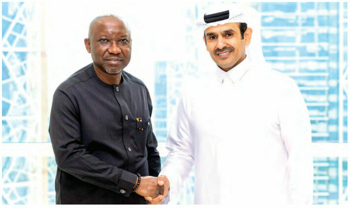 Nigerian, Qatari Energy Ministers Agree To Deepen Gas Partnership 1 L-R: Minister of state Petroleum Resources (Gas), Rt. Hon. Ekperikpe Ekpo, with the minister of state for Energy Affairs and president/CEO of Qatar Energy, His Excellency Saad Sherida Al-Kaabi, during a bilateral meeting on gas cooperation between both countries in Doha, Qatar on Wednesday. PHOTO FROM MINISTRY OF PETROLEUM