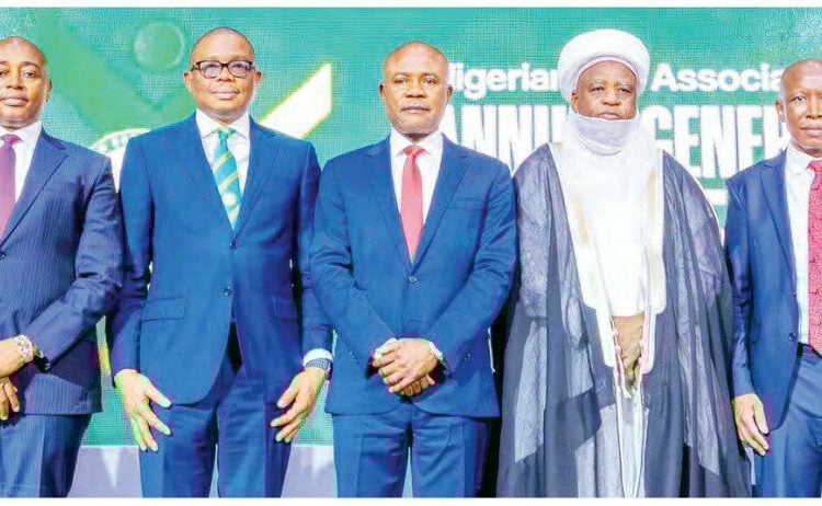 L-R: Deputy governor of Enugu state,  Ifeanyi Ossai, President, Nigerian Bar Association, Afam Josiah Osigwe, SAN, Enugu state governor, Peter Ndubuisi Mbah, Sultan of Sokoto,  Muhammadu Sa'ad Abubakar III  and member of the National Assembly of South Africa and founder, economic freedom fighters (EFF),  Julius Malema, at the opening of NBA Conference in Enugu State, yesterday. PHOTO: ENUGU STATE GOVT