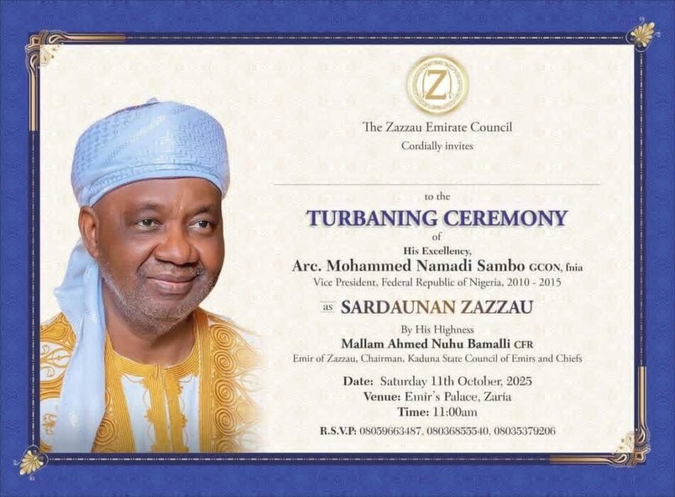 Ex-VP Namadi Sambo To Be Turbaned Sardaunan Zazzau