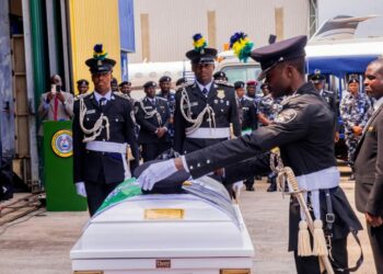PICTORIAL: Nigeria Police Force Mounts Guard Of Honour For Late IGP Arase In Abuja