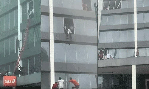Afriland Tower Blaze UBA FIRS Offices Engulfed Rescue Operations Underway