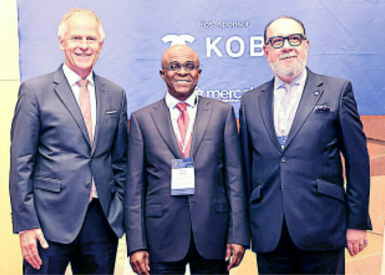 dantsoho L-R: CEO Hamburg Port Authority /president IAPH, Jen Meier; CEO Nigerian Ports Authority /vice president (Africa) IAPH, Dr. Abubakar Dantsoho and MD IAPH, Dr. Patrick Verhoeven during the World Ports Conference in Kobe, Japan. PHOTO: NPA