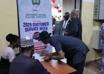 PICTORIAL: Nenadi Absent As Abure, Factional Secretary Represent Labour Party At INEC Meeting