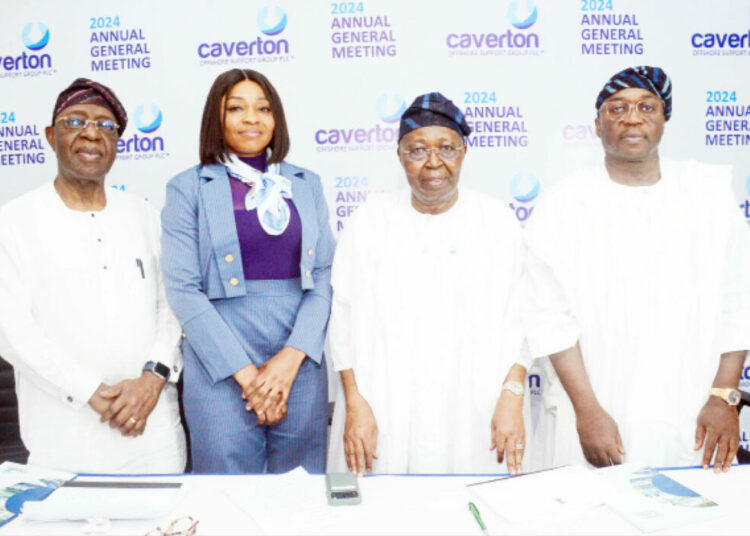 Caverton Group Targets Increased Profitability As Shareholders Advocate Raising Fresh Capital 1 L-R: independent director, Caverton Offshore Support Group Plc (COSG), Chief Raymond Ihyembe; company secretary COSG, Amaka Obiora; chairman COSG, Aderemi Makanjuola and chief executive Ooficer COSG, Olabode Makanjuola during Caverton Offshore Support Group 2024 Annual General Meeting held at Caverton Helipad Jetty, Victoria Island, Lagos on Friday. PHOTO: COSG