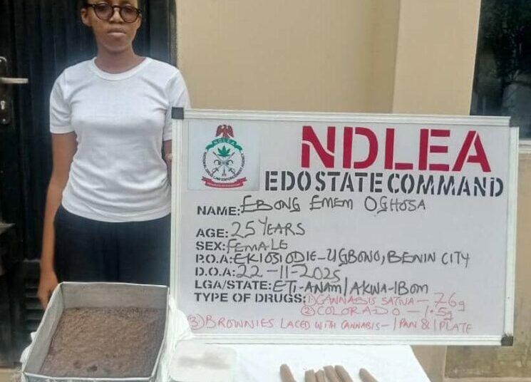 NDLEA Nabs Influencer, Accomplice Over Cannabis-laced Cookies In Edo 1 WhatsApp Image 2025 11 24 at 16.55.06 c53691ca