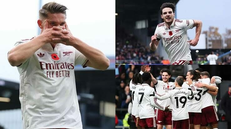 EPL: Arsenal Maintain Cleansheet At Burnley, Extend Lead On Top 1 declan rice