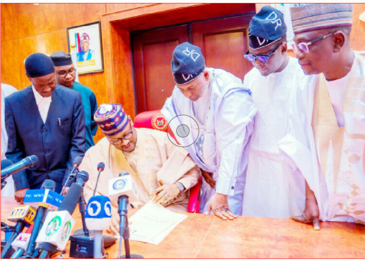 Radda Signs N897.87bn 2026 Budget Into Law 1 L-R: Chief Judge of Katsina State, Justice Musa Danladi, Katsina state governor Dikko Umaru Radda, speaker of Katsina State House of Assembly, Hon. Nasir Yahaya Daura, Hon. Abduljalal Haruna and chairman, House Committee on Appropriation, Hon Lawal Haruna, during the signing of the 2026 Appropriation Bill into law by Governor Radda, in Katsina, yesterday.PHOTO: GOVERNMENT HOUSE, KATSINA