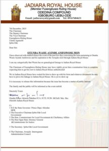 Awujale Stool: KWAM1's Ambition Hits Dead-end As Jadiara Royal House Disowns Fuji Artist 2 IMG 20251208 WA00161