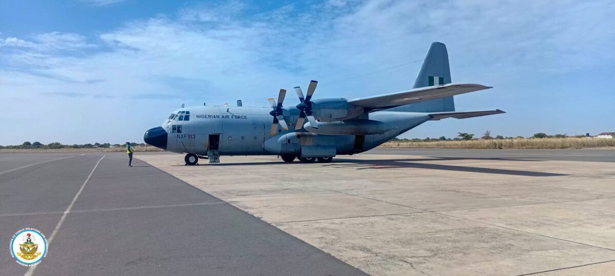 NAF C-130 Aircraft Lands In Banjul En route Portugal For Maintenance