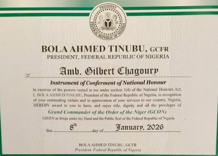 JUST-IN: Tinubu Honours Business Associate Gilbert Chagoury With GCON National Honour 1 GCON