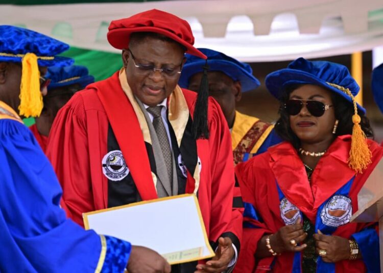 Modibbo Adama Varsity Confers Honorary Doctorate On Governor Otu 1 Cross River State Government, His Excellency, Senator Bassey Edet Otu, being conferred with his Doctorate (Honoris Causa) by the Modibbo Adama University, Yola, Adamawa State, on Saturday, January 31st