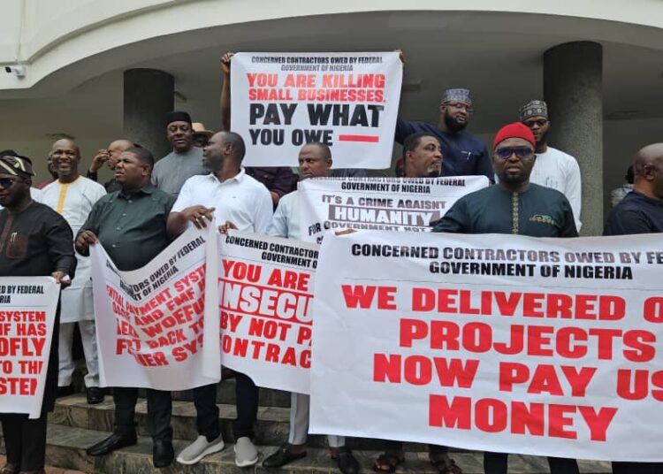 Federal Government Disburses N152bn To Local Contractors Amid Abuja Protests 1 Local contractors protest in Abuja