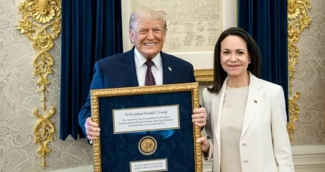 Venezuelan Nobel Peace Prize Winner Presents Medal To Trump 1 Nobel Prize