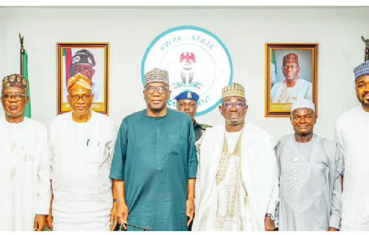 Kwara Leads APC e-registration In North Central As Party Hails Gov AbdulRazaq's Strides 1 L-R: Kwara State APC secretary, Alh Mustapha Salman, chairman, Prince Sunday Fagbemi, Governor AbdulRahman AbdulRazaq, APC national vice chairman (North Central), Hon. Muazu Bawa Rijau, Kwara APC deputy chairman, Alh Abdullahi Samari, and state coordinator, Renewed Hope Ward Development Programme (RHWDP), Mubaraq Bello; during a courtesy visit to the Ahmadu Bello House, in Ilorin. PHOTO: ABDULLAHI OLESIN, ILORIN.