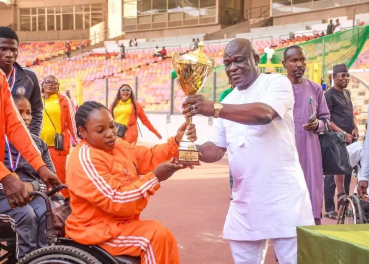 NSC Constitutes Organising Committee For 3rd-National Para Games 1 L-R: Executive director J.A.K. Energy Solution, Priscilla Thorpe; tournament organisers lead, NIES Golf Tournament, Dr Isichei Osamgbi; captain, TYB International Golf Resort and Country Club, Brig.-Gen. Ashinze Nicholas; permanent secretary, Ministry of Petroleum Resources, Mrs Patient Oyekunle; chief corporate communication officer, NNPC, Mr Andy Odeh and event director, NIES Golf Tournament, Lanre Baiyemi; during a ceremonial tee-off to open the 2026 NIES Invitational Golf Tournament in Abuja, yesterday. PHOTO BY NIES