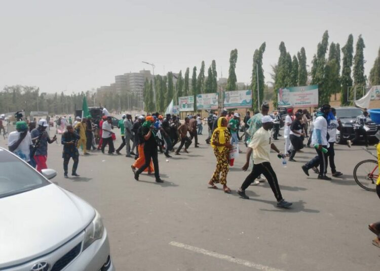 JUST- IN: Pandemonium As Police Fire Teargas At Protesters At National Assembly 1 Pandemonium1