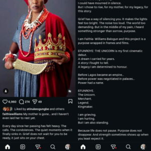 Fathia Williams Overcomes Grief, Resumes Promotion Of Her Cinematic Debut, Efunroye: The Unicorn 2 WOMAN1