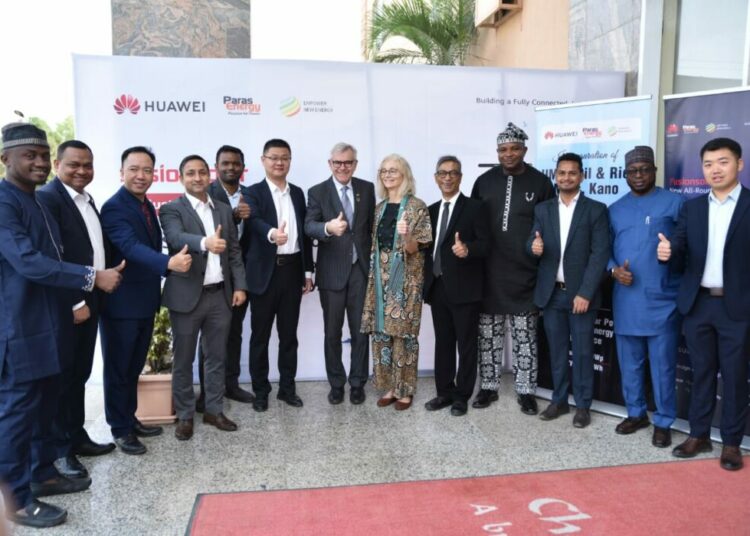 Paras Energy, Others Unveil Hybrid Solar Project At UMZA Rice Mills 1 7th from Left: Founder & CEO Empower New Energy, Norway Terje Osmundsen; representative of Norwegian Ambassador, Royal Norwegian Embassy in Abuja, Solveig Andresen; managing director, Paras Energy, Yashwanth Kumar and other dignitaries during the commissioning of the hybrid solar project at UMZA Rice Mills in Kano recently. PHOTO: PARAS ENERGY