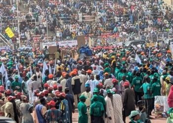PICTORIAL: Massive Crowd, Tight Security As VP Shettima Receives Kano Governor Into APC