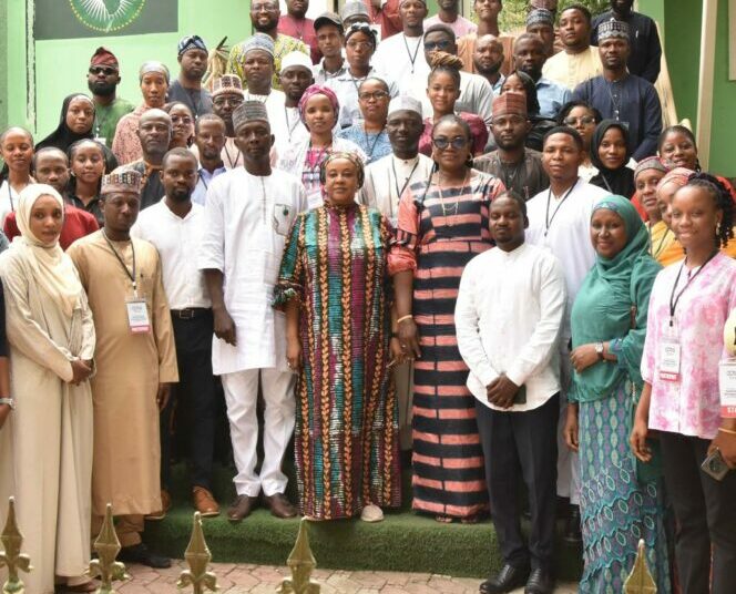 Solid Minerals Fund Equips Artisanal Gold Miners With Professional Skills 1 Mr. Abdullahi Odeh, Personal Assistant to the Executive Secretary, SMDF(4th left); Hajiya Amina Jambo, Lead Coach and Founder of CCAS(5th left); and Mrs. Idowu Jokpeyibo, Head of Corporate Communications, SMDF(6th left), with participants at the recently concluded two-day Ethics and Personal Effectiveness training for PAGMI/SMDF staff