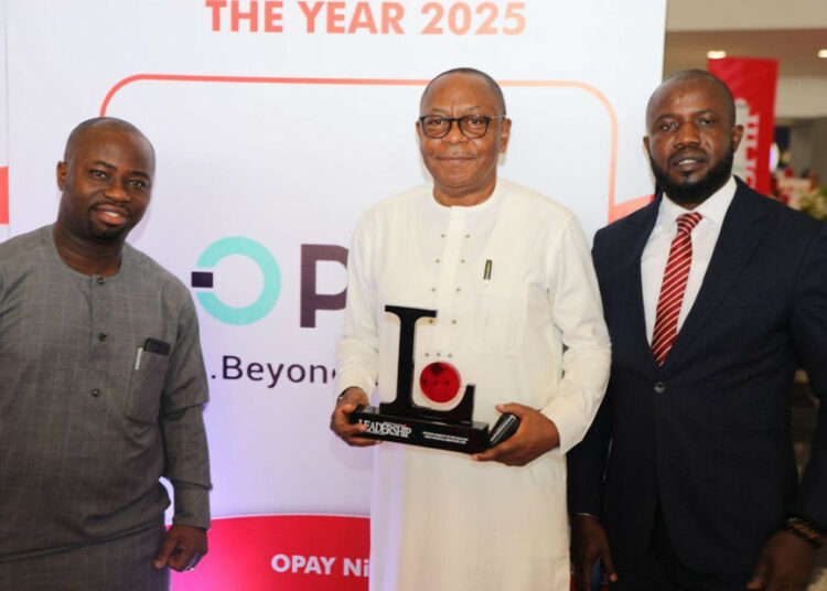 LEADERSHIP Awards: OPay Wins Fintech Company of the Year for Second Time 1 L-R: Kayode Oladotun Dosumu, Government Relations Manager, OPay; Dr. Maxwell Patrick Loko, Vice President, Public and Government Affairs, OPay; Gerald Okonkwo, KA Business Hospitality, OPay, at the recently held 18th edition of the Leadership Conference and Award event in Abuja.