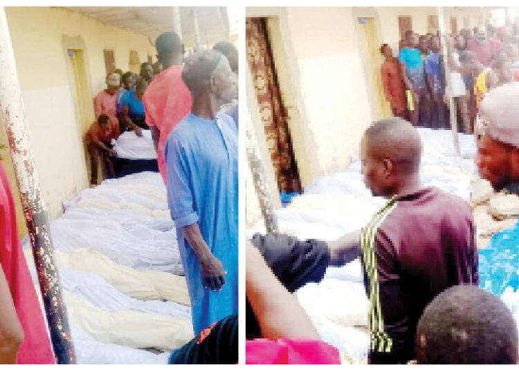 Survivors Relive Tragic Moments Of Plateau Mine Disaster 1 Victims of Tuesday gas explosion at a mining site being prepared for burial in Zurak community, Wase local government area of Plateau State, yesterday. PHOTO: ACHOR ABIMAJE