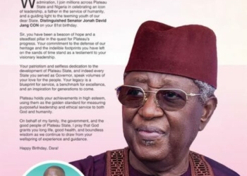 Mutfwang Celebrates Jang’s 80th Birthday, Commends Leadership Legacy