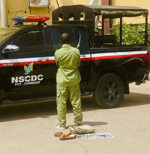 NSCDC Fires Back At Blackmailers , Parades ‘Fake NYSC Member’ Over N1.3m Scholarship Scam 1 Fake corps