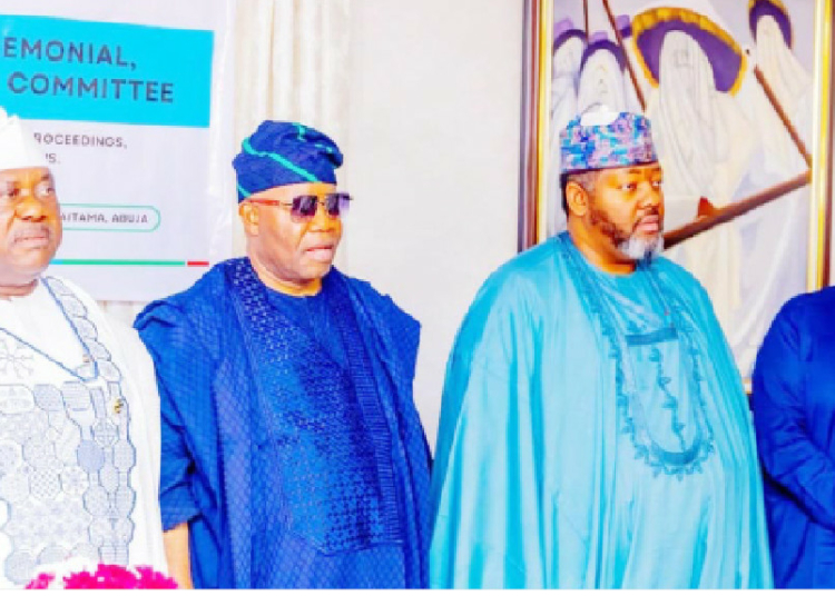 L-R: Secretary to the Government of the Federation (SGF), Senator George Akume; Senate President, Godswill Akpabio; Committee Secretary, Ismail Ahmed and Deputy Senate Leader, Lola Ashiru, during the inauguration of the All Progressives Congress ( APC) Convention Sub-Committee on Programmes and Events by Senator Akpabio in Abuja, yesterday. PHOTO: SENATE PRESIDENT’S OFFICE