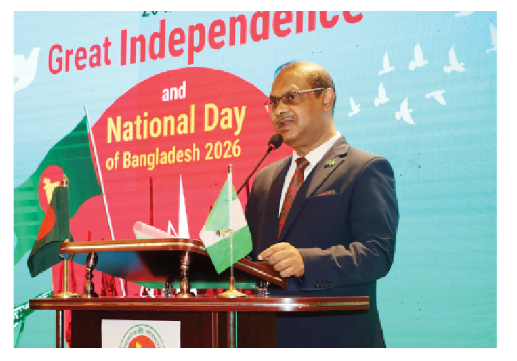 Bangladeshi High Commissioner To Nigeria, Ambassador Kabir, delivering his address during the Independence celebration in Abuja. Photo: High Commission of Bangladesh
