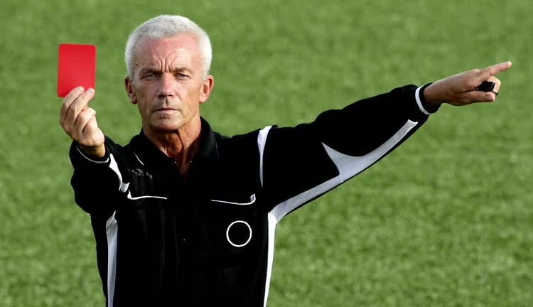 23 Players Sent Off After Mass Brawl In Brazil 1 Soccer referee showing a red card