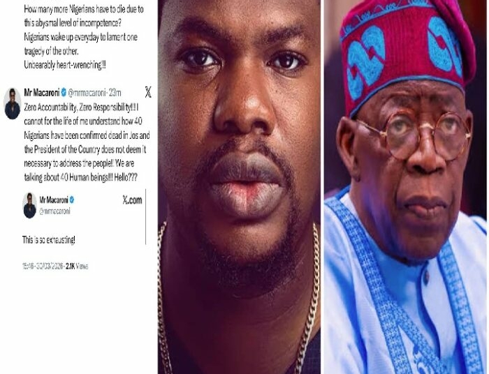 Actor MC Macaroni Berates President Tinubu For Not Addressing Nigerians On Jos Killings 1 macroni
