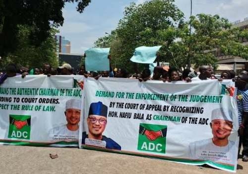 ADC Faction Protests At INEC, Seeks Recognition 1 ADC Faction Protests At INEC Seeks Recognition