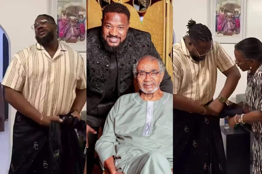 Actor Mofe Duncan Learns To Tie The George Wrapper Ahead Of Father’s Funeral