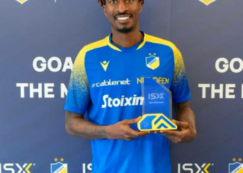 Olayinka Celebrates APOEL’s Goal of The Month Honour