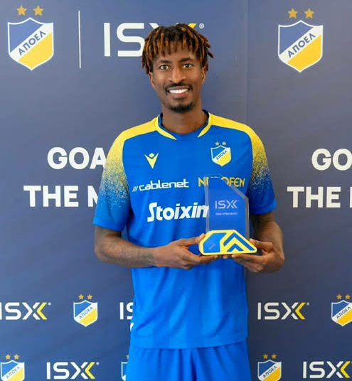 Olayinka Celebrates APOEL’s Goal of The Month Honour 1 Olayinka