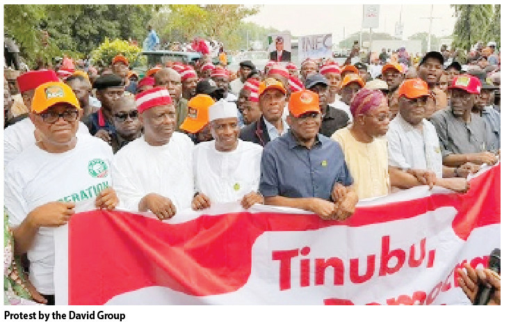 ADC Factions Besiege INEC, Mark Camp Heads To Court 1 Protest by the David Group