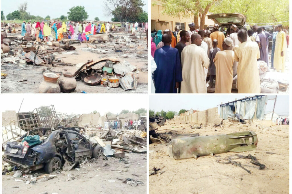 Insecurity: Ex-IGP, CSOs, Lawyers, Others Reignite Calls For State Police 2 Scenes of the Nigerian Air Force NAF air strike on an alleged illegal Borno Yobe border market on Saturday