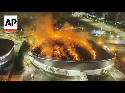 Fire Damages Roof Of Rio Olympic Velodrome