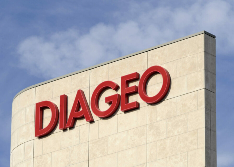 FILE PHOTO: A signage is seen on the outside of Diageo offices in west London October 10, 2008.