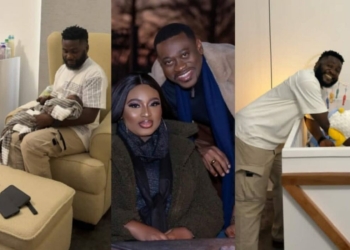 ‎Actors Jide Awobona, Niyi Johnson, and Lateef Adedimeji visit Mo Bimpe Following Birth Of Triplets