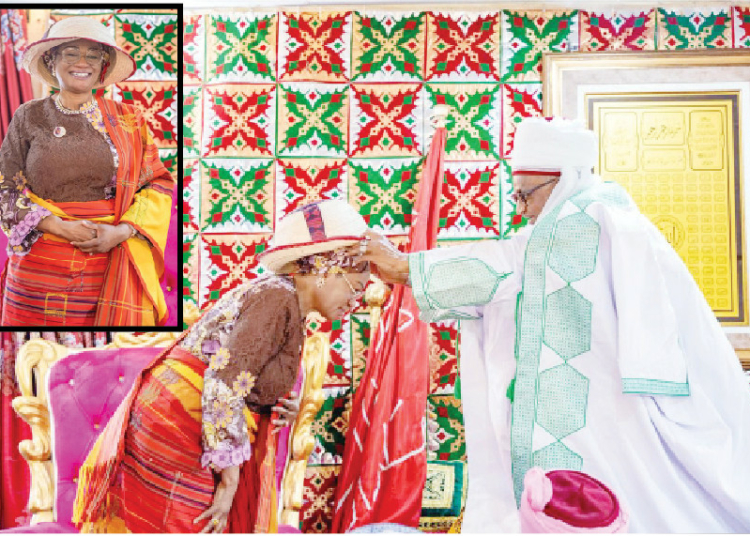 We Are Ready To Feed Ourselves - Oluremi Tinubu 1 First Lady, Senator Oluremi Tinubu, during her conferment with the title of Soniyako Nupe by the Etsu Nupe, Dr Yahaya Abubakar, in Bida, Niger State, yesterday. PHOTO: STATE HOUSE