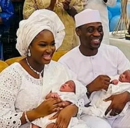 ‎Lateef Adedimeji, Mo Bimpe Hold Low-Key Naming Ceremony For The Triplets, Unveil Their Names